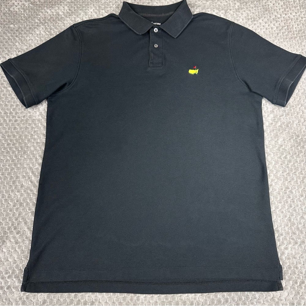Masters Polo Shirt Mens Large Black Golf Short Sleeve Cotton Polyester Blend